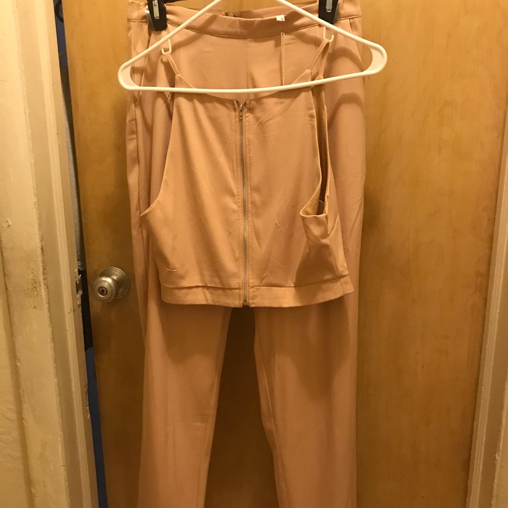 Two piece pink blush pants set